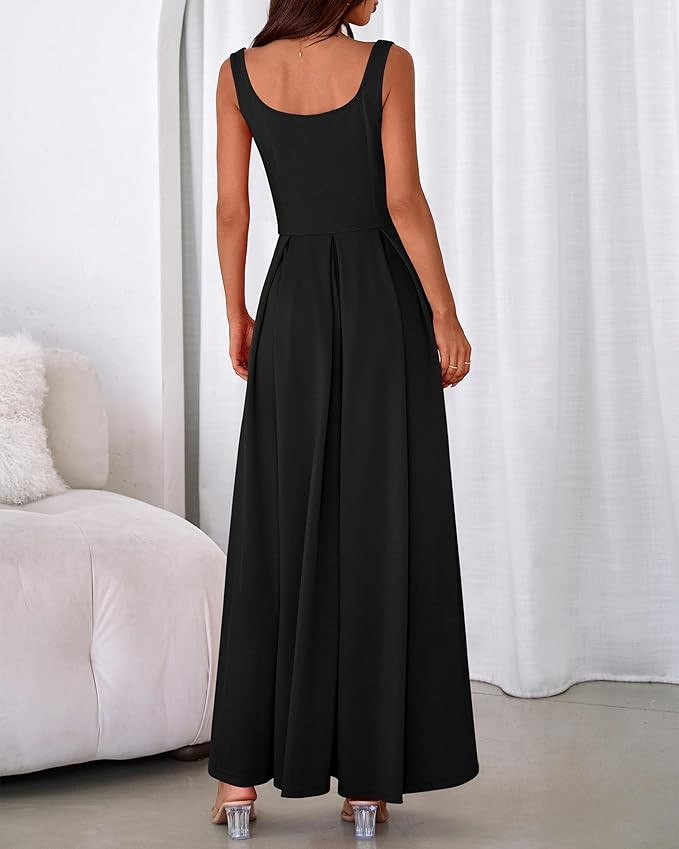 BTFBM Women Summer Square Neck Maxi Dress Spring 2026 Elegant Classy Sleeveless Formal Wedding Gu... | Amazon (US)