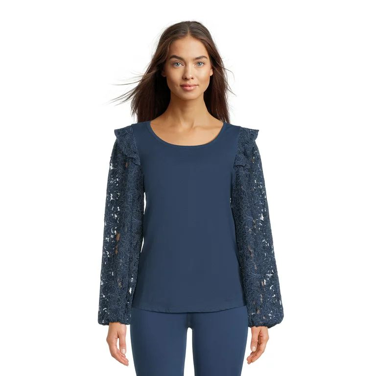 The Pioneer Woman Lace Sleeve Blouse, Women's, Sizes S-3XL | Walmart (US)