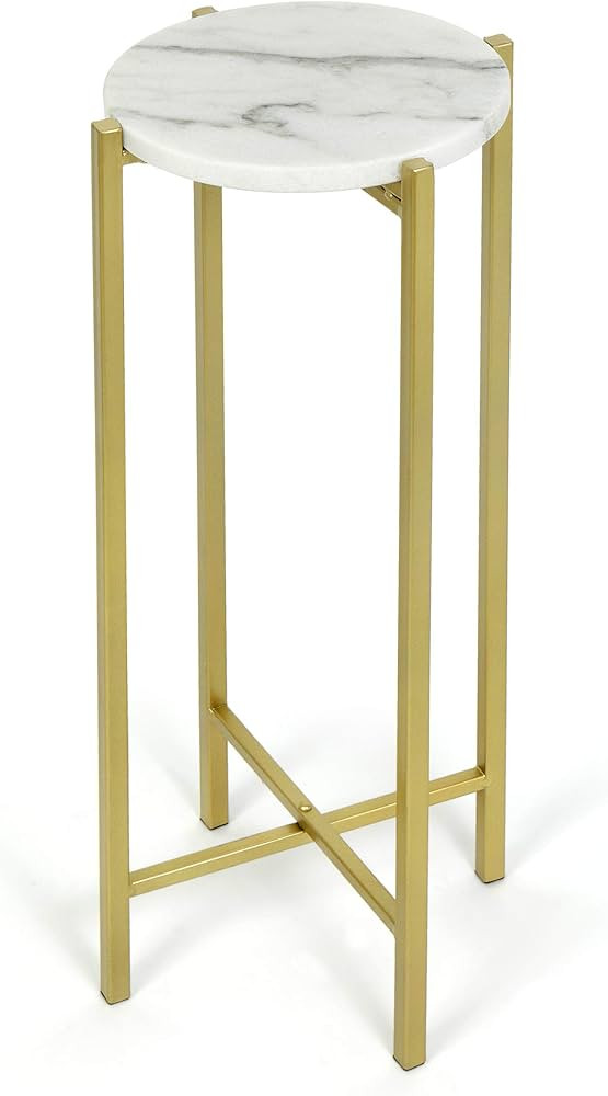 Urban Lifestyle White Marble Collapsible Side Accent Drink Table with Gold Metal Legs, ‎8.5 in ... | Amazon (US)