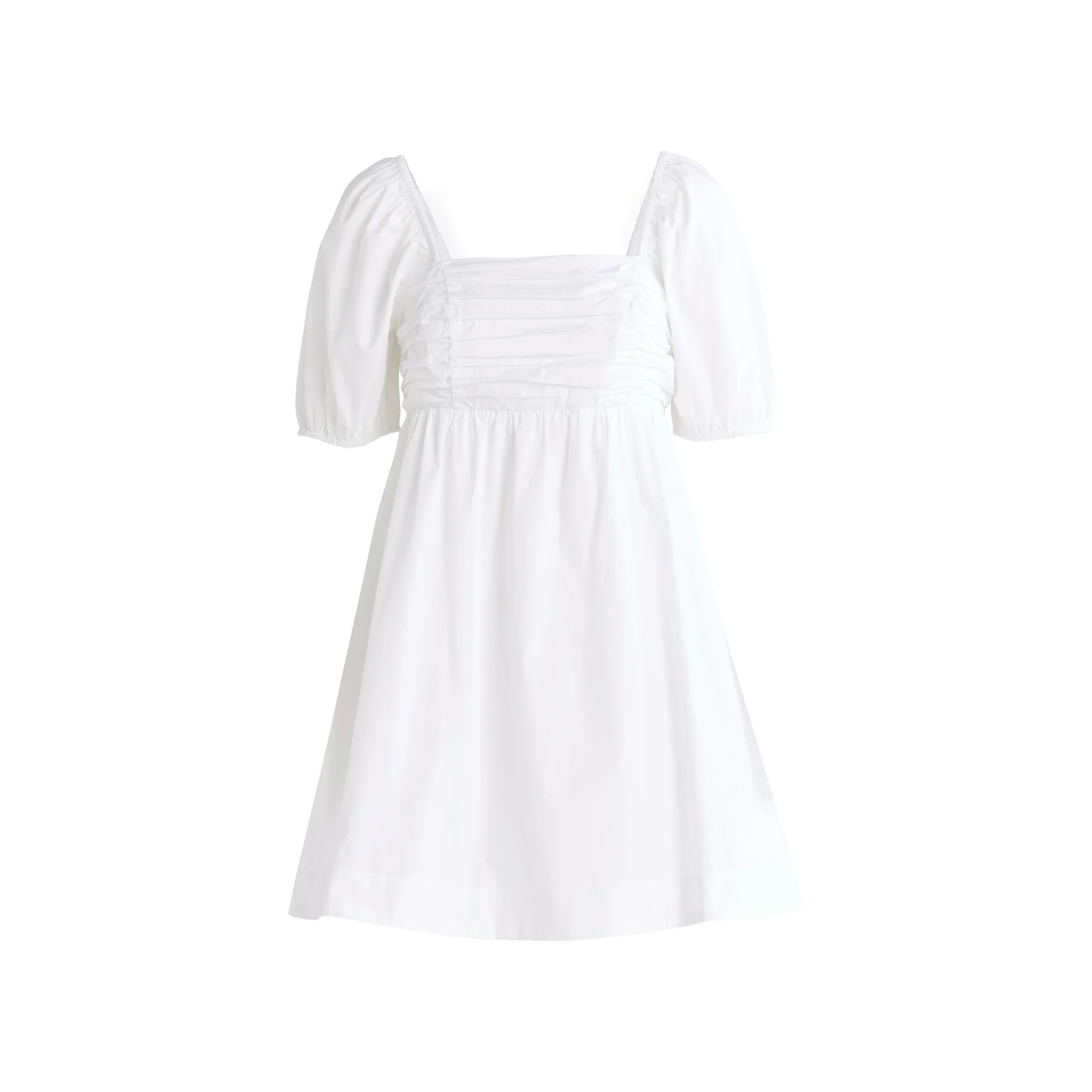 Free Assembly Women's Shirred Cotton Mini Dress with Puff Sleeves, Sizes XS-XXXL | Walmart (US)