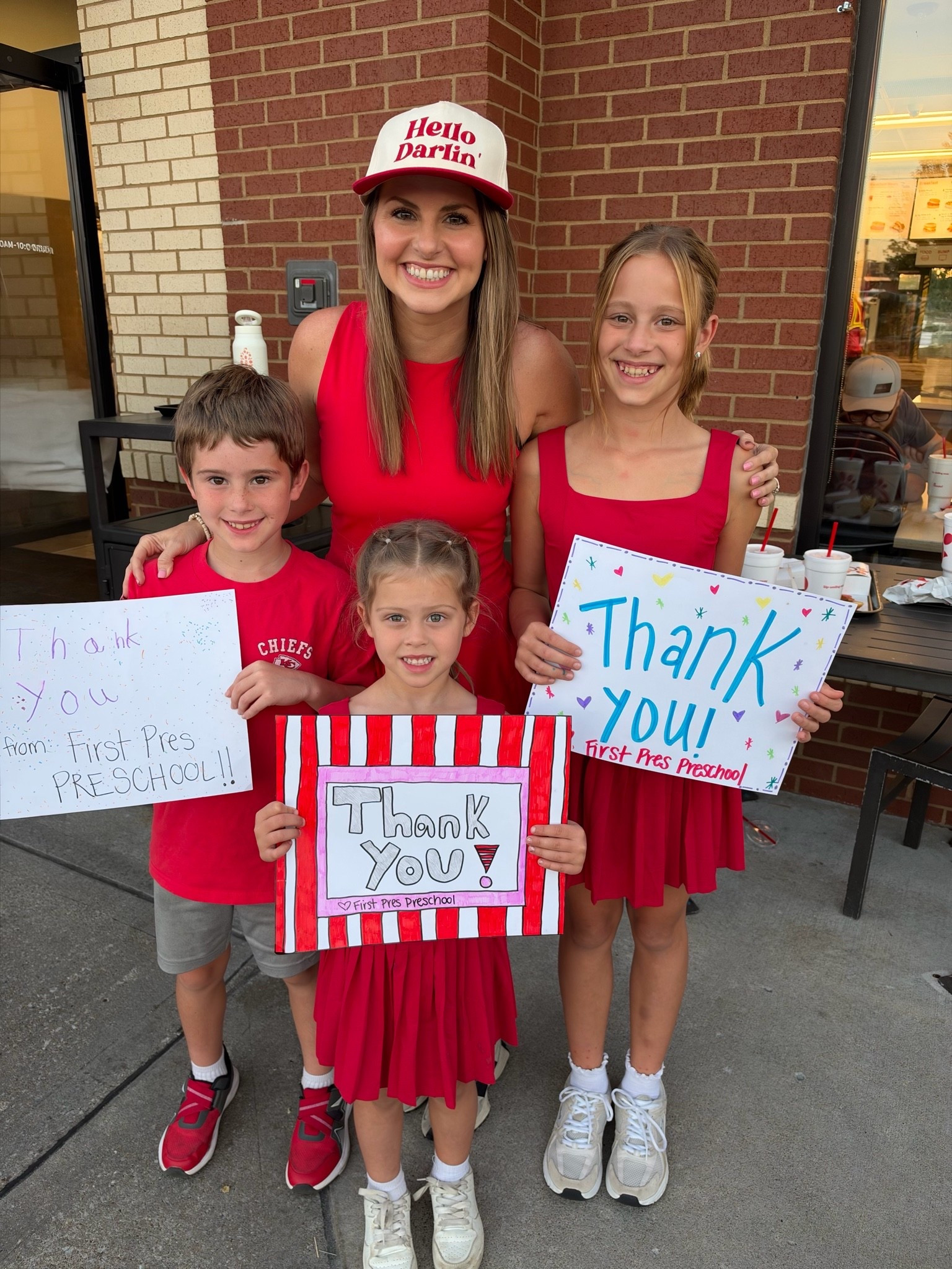 Red active dresses for the Chick-fil-A fundraiser for our preschool! Mine is one of my fave athletic dresses from Amazon!! Love the YPB line for kids and the chiefs game day gear from  @abercrombie 🤩
