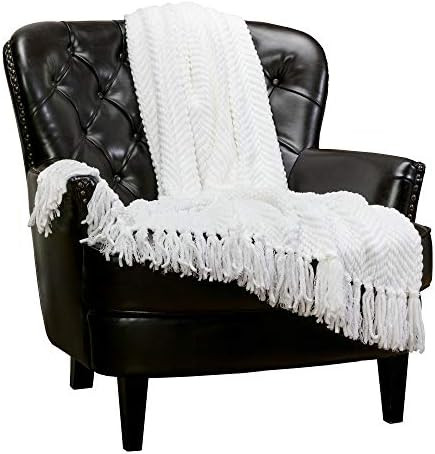 Amazon.com: Chanasya Textured Knitted Super Soft Throw Blanket with Tassels Warm Cozy Lightweight... | Amazon (US)