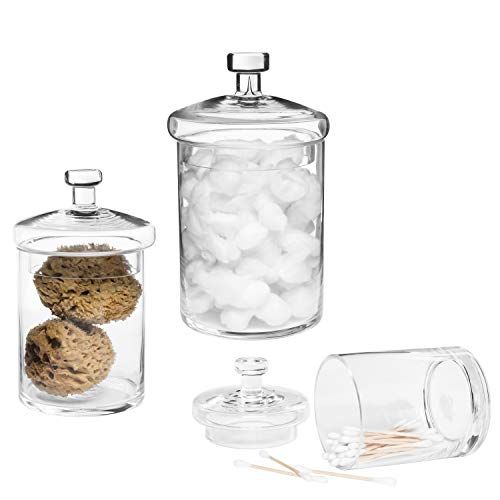 MyGift Decorative Clear Glass Apothecary Jars with Lids, Set of 3 | Amazon (US)