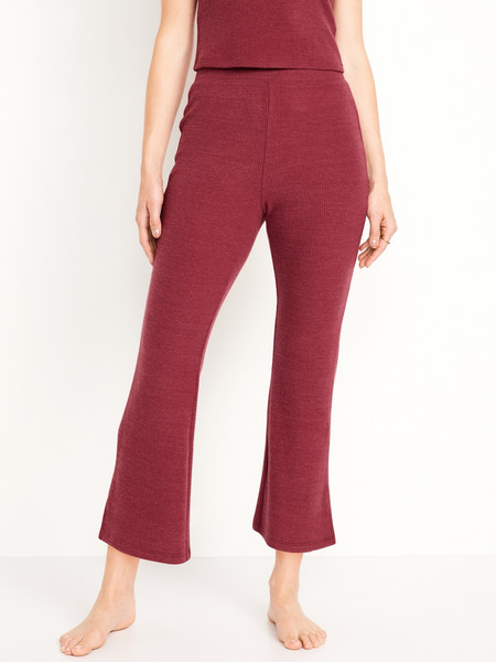 High-Waisted Ribbed Crop Flare Lounge Pants | Old Navy (US)