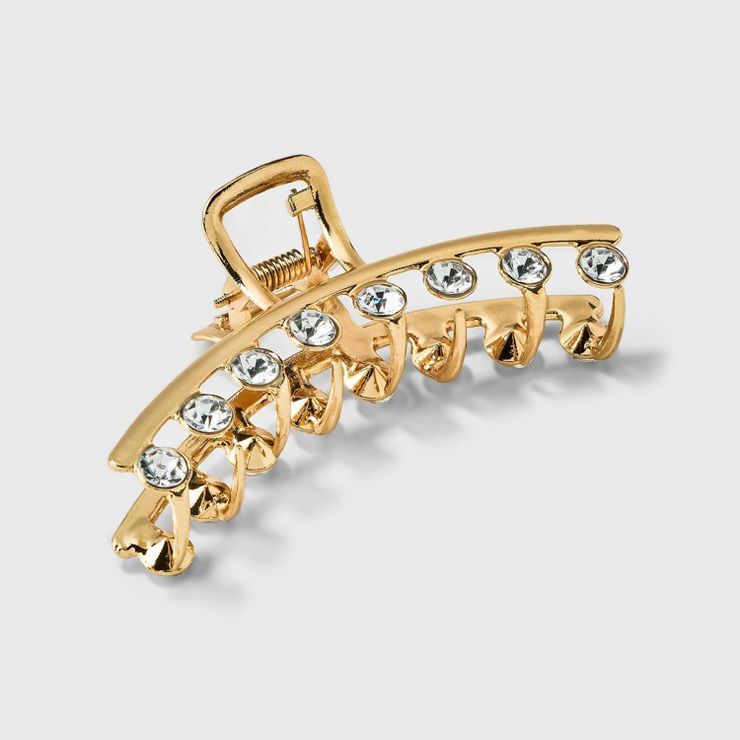 Metal Claw Hair Clip with Rhinestones - A New Day™ Gold | Target