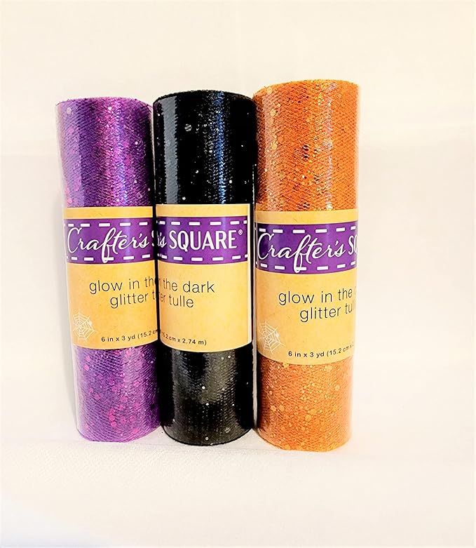 Crafter's Square Decorative Glow in the Dark Mesh Tulle Orange, Purple, Black (3 Rolls-Assorted) | Amazon (US)