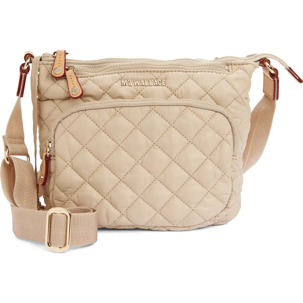MZ Wallace Metro Scout Deluxe Quilted Nylon Crossbody Bag in Buff at Nordstrom | Nordstrom