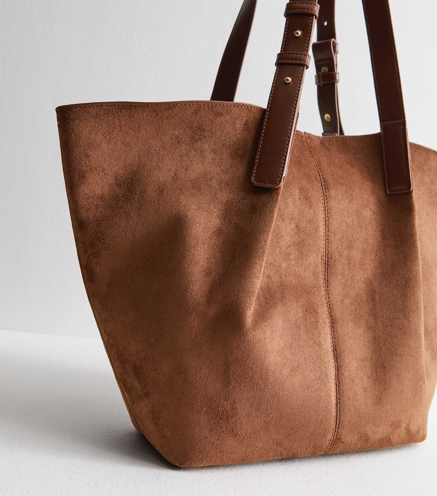 Chestnut Faux Suede Large Tote Bag | New Look | New Look (UK)