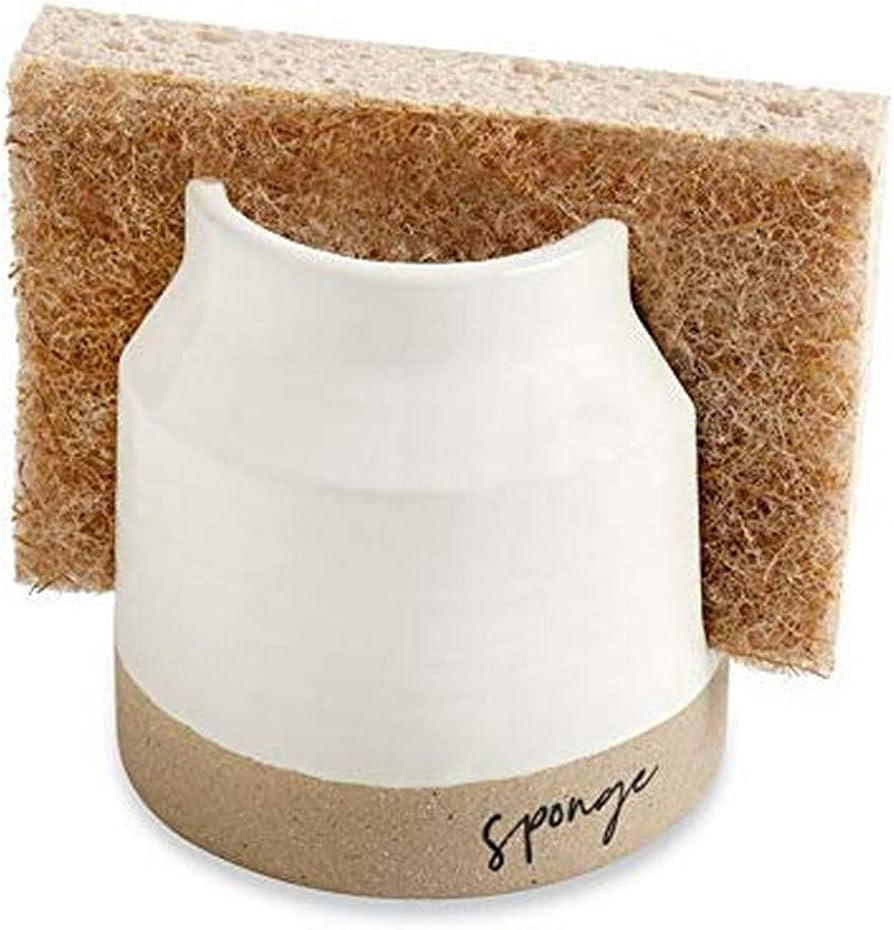 Mud Pie 41220001 Stoneware Sponge Holder, 3 1/2" x 3 1/2", Brown and White | Amazon (CA)