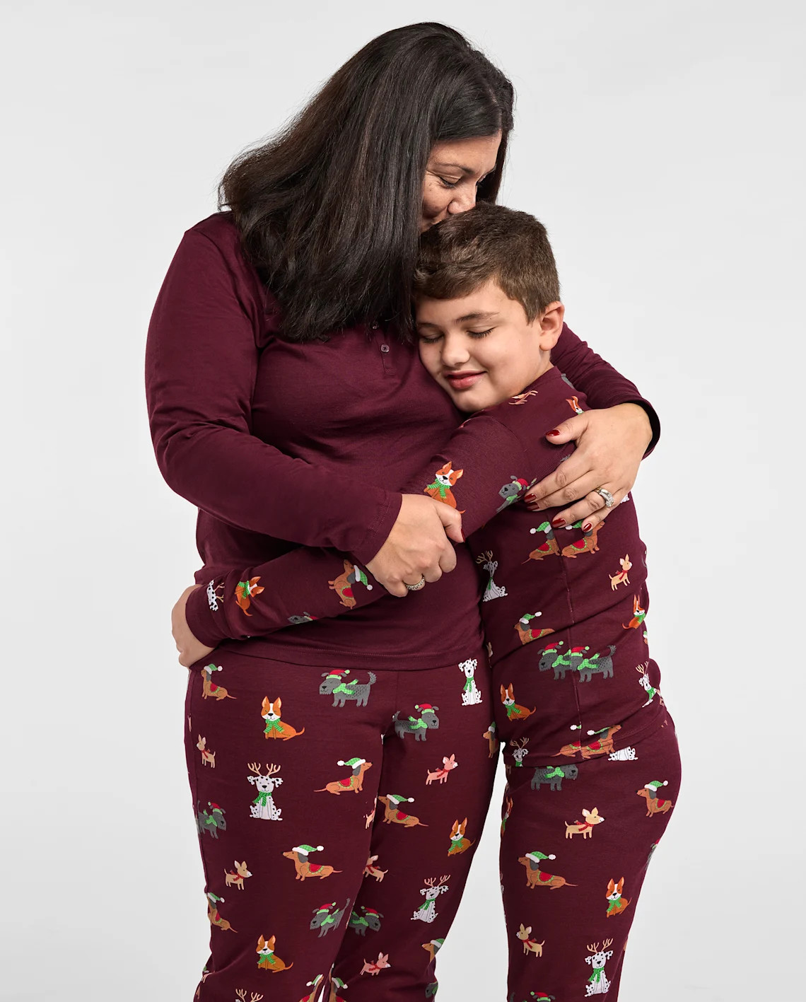 Womens Matching Family Holiday Dog Cotton Henley Pajamas - burgundy | The Children's Place