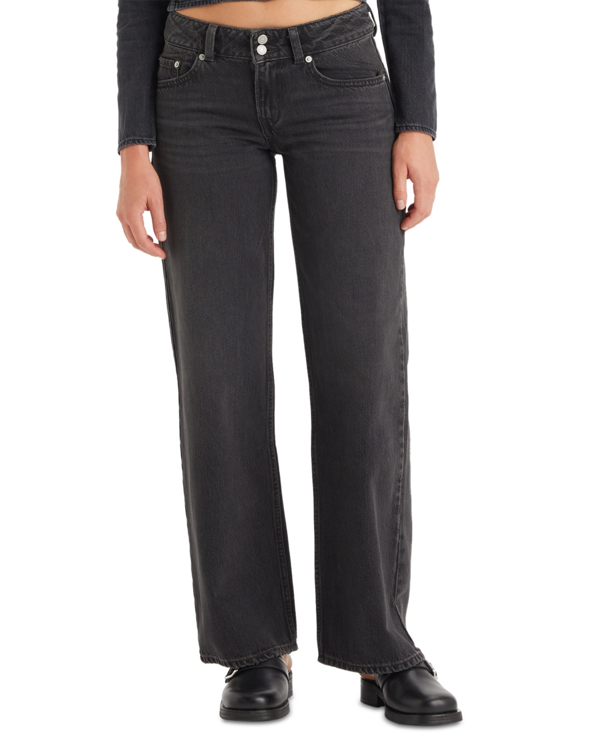 Levi's Women's Super-Low Double-Button Relaxed-Fit Denim Jean - Mic Dropped | Macy's