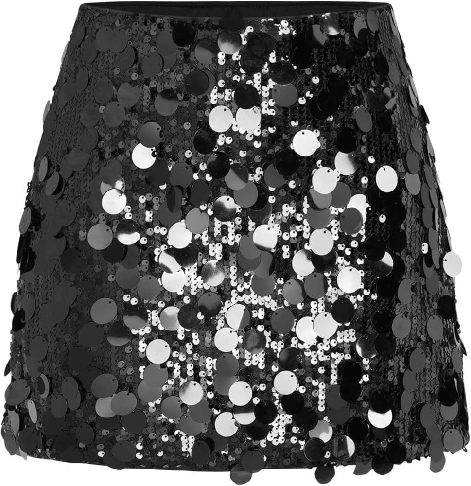 CIDER Sequin Mid Waist Sparkle Skirt Party Club Night Out Mini Skirt for Women Trendy | Amazon (US)
