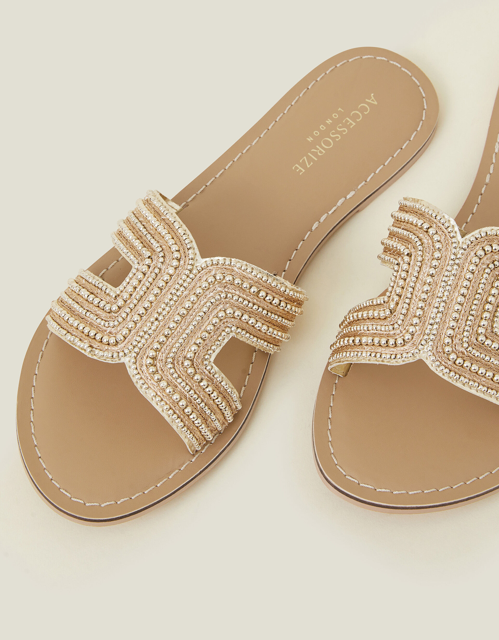 Bella Beaded Sliders Gold | Accessorize (Global)