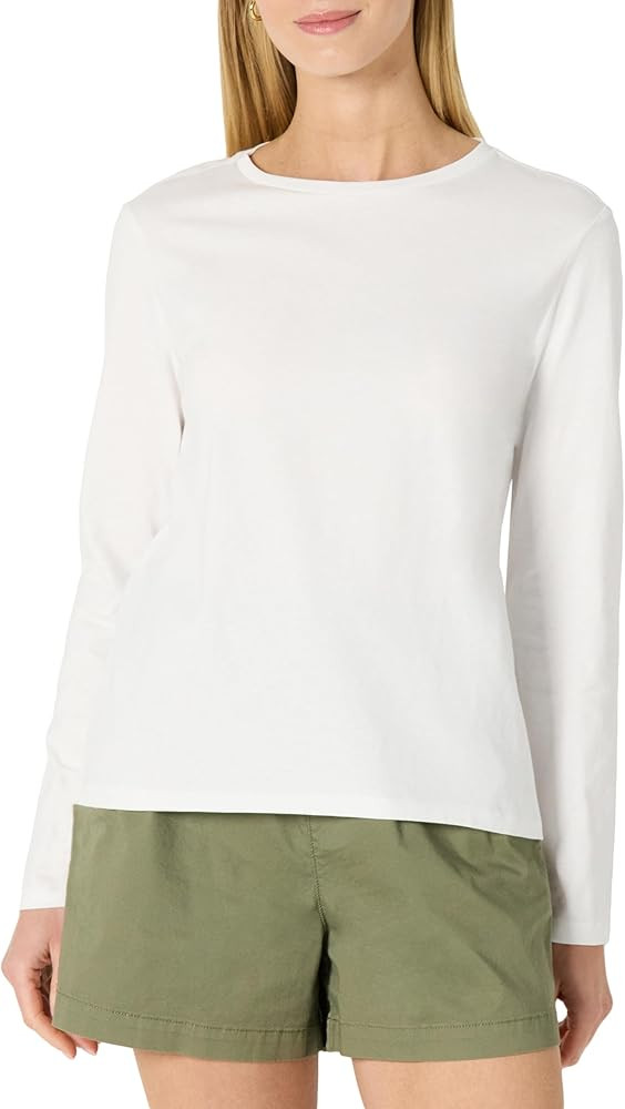 Amazon Essentials Womens 100% Cotton Regular-Fit Long-Sleeve Crewneck T-Shirt | Amazon (US)
