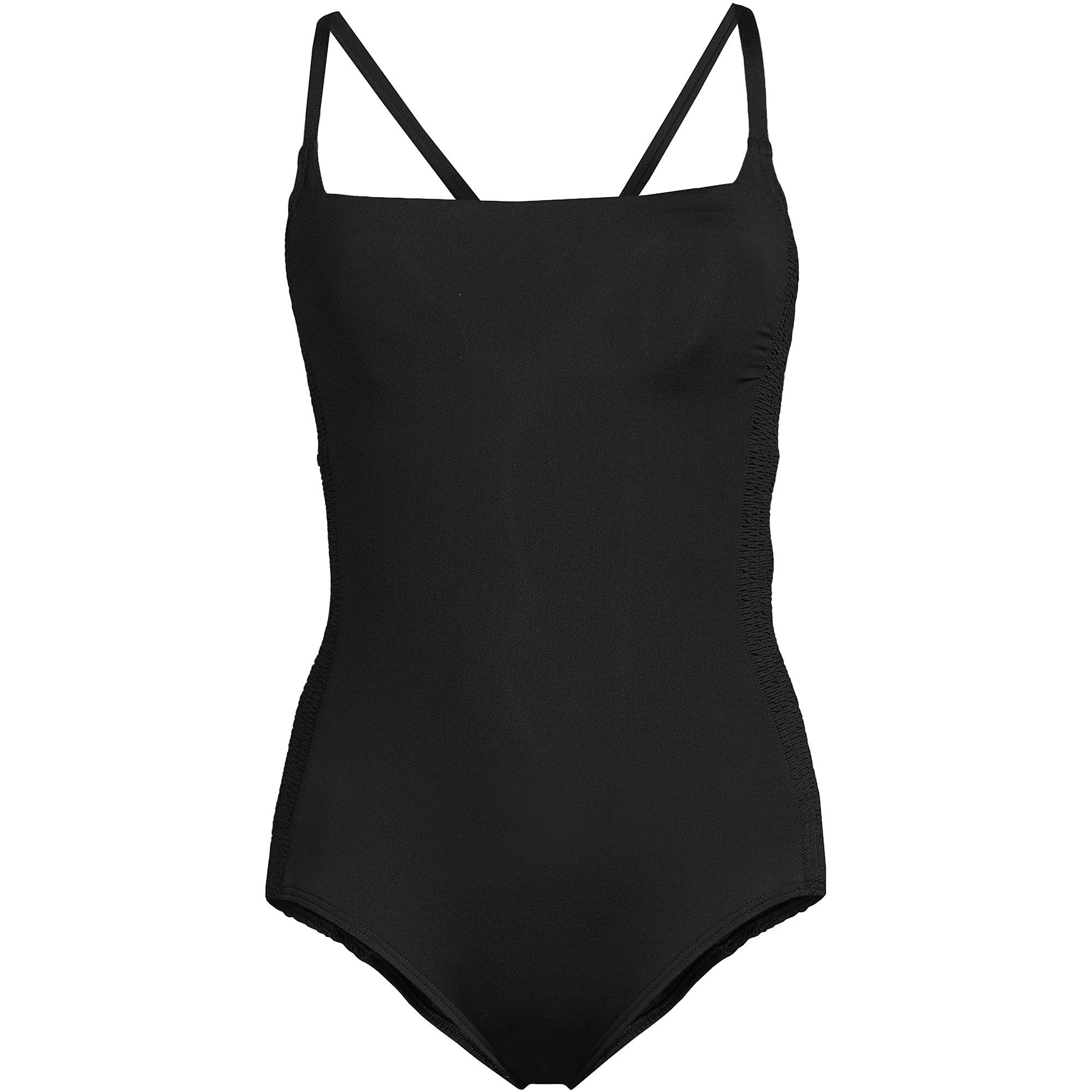 Women's Chlorine Resistant Smocked Square Neck One Piece Swimsuit with Adjustable Straps | Lands' End (US)