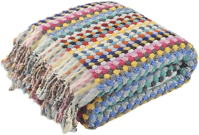 Large Gummo Rainbow Double Sided Turkish Cotton Pom Pom Beach Bath Terry Towel - Citizens of the ... | Amazon (US)