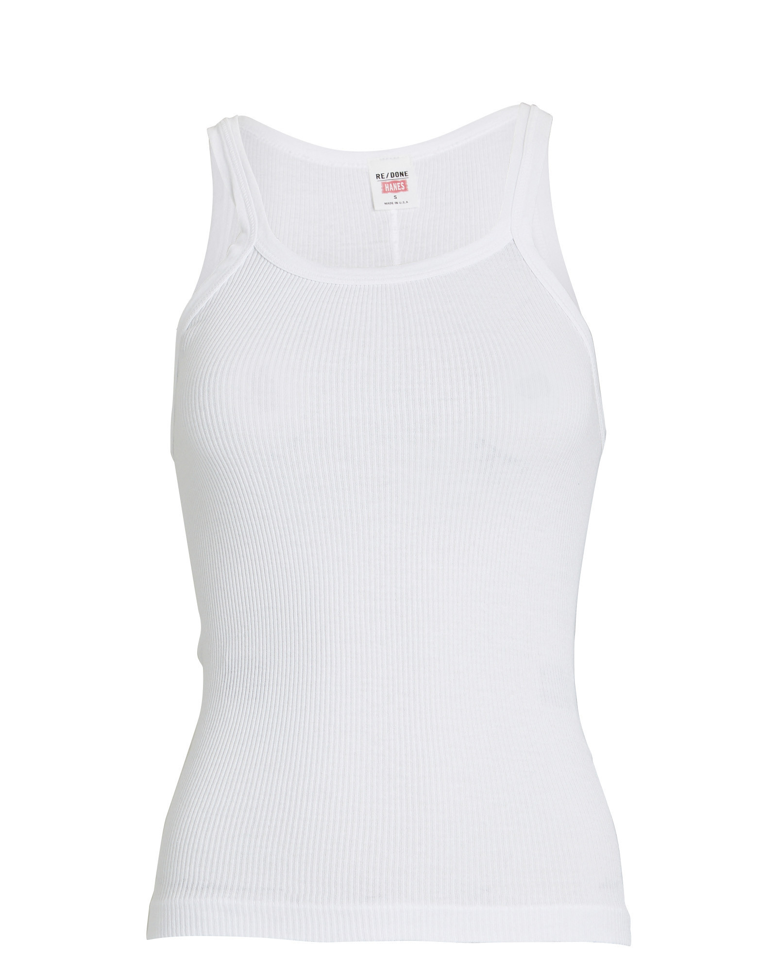 RE/DONE The Ribbed Cotton Tank, White P | INTERMIX