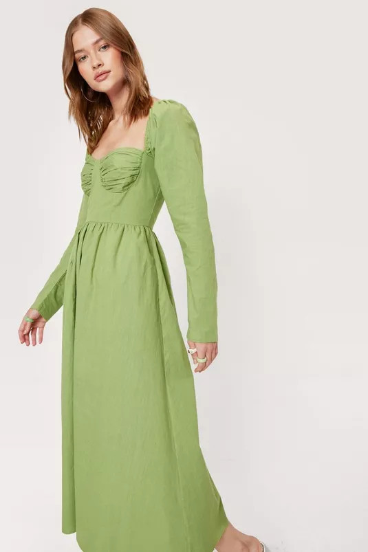 Ruched Bust Tie Back Midi Dress | Nasty Gal (US)