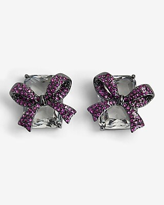 Bow Detail Rhinestone Stud Earrings | Express