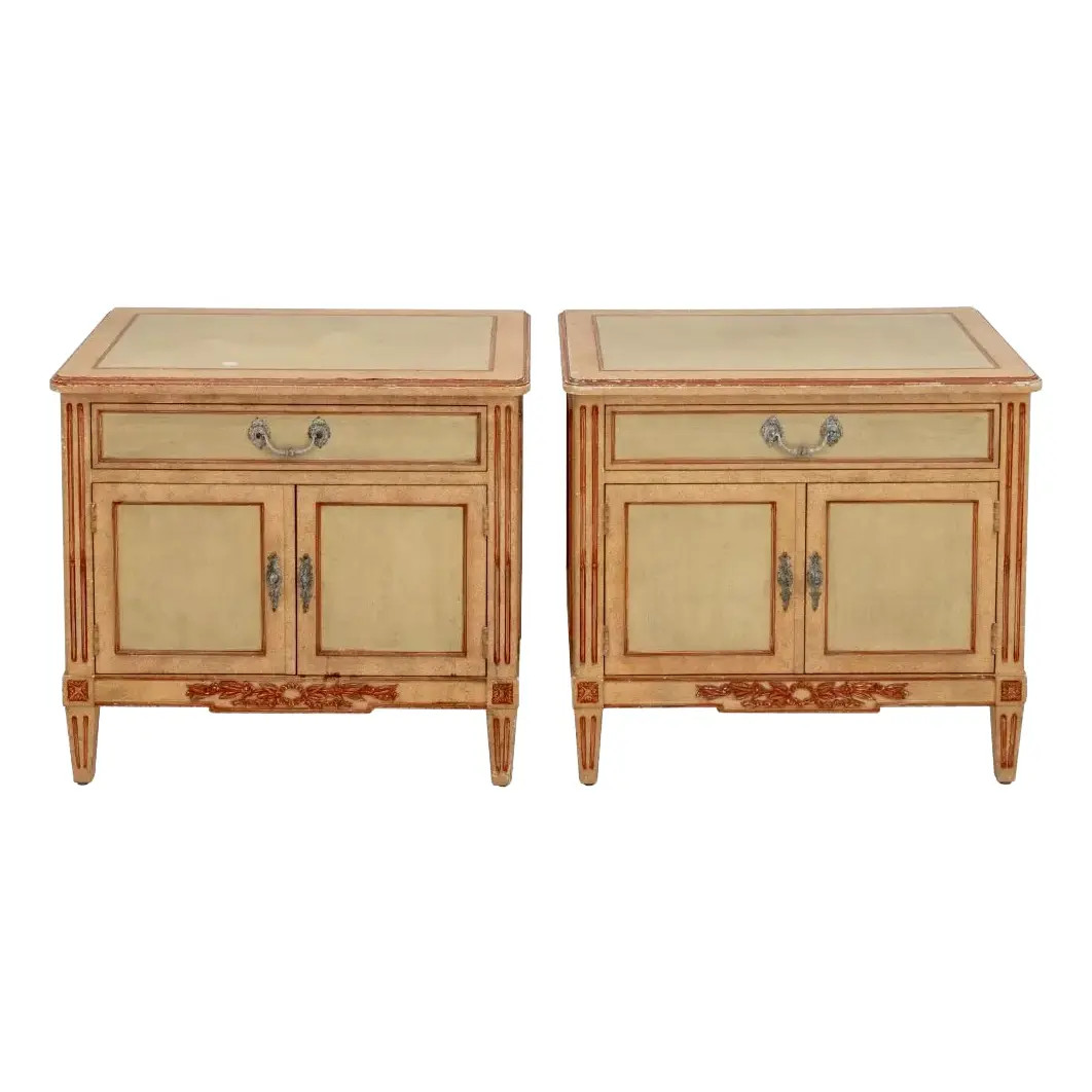 Baker Louis XVI Style Painted Bedside Cabinets, Pair | Chairish