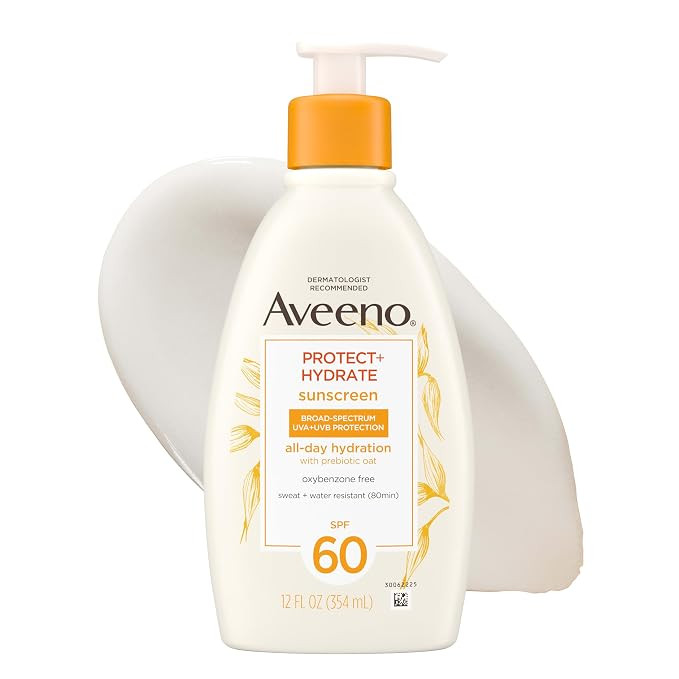 Aveeno Protect + Hydrate Sunscreen Lotion for Body & Face with Prebiotic Oat, SPF 60 Broad Spectr... | Amazon (US)