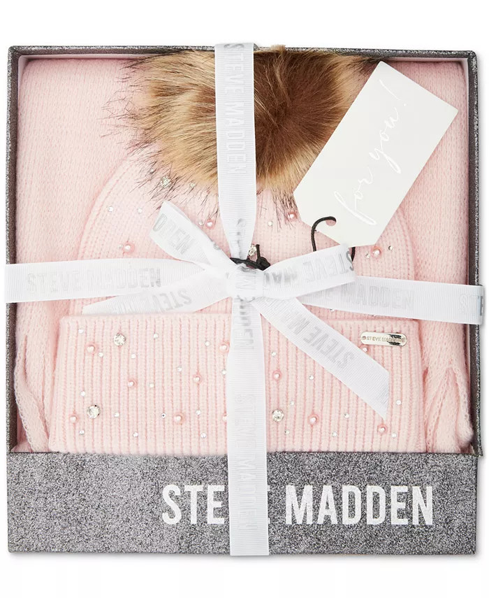 Women's Embellished Scarf & Beanie Boxed Gift Set | Macy's