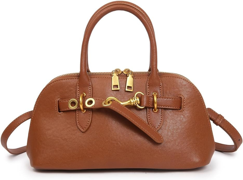 Small Genuine Leather Crossbody Bags for Women Top Handle Satchel Shoulder Purse Handbags | Amazon (US)