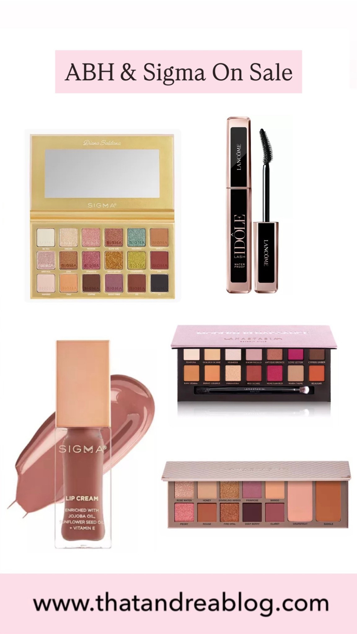 Sigma Beauty and Anastasia Beverly Hills on sale! 

ABH
Sigma Beauty 
Sigma Beauty Sale 
Eyeshadow palettes 
Lip oil 
Mascara 
Anastasia palettes 

#LTKBeauty #LTKSaleAlert #LTKFindsUnder100