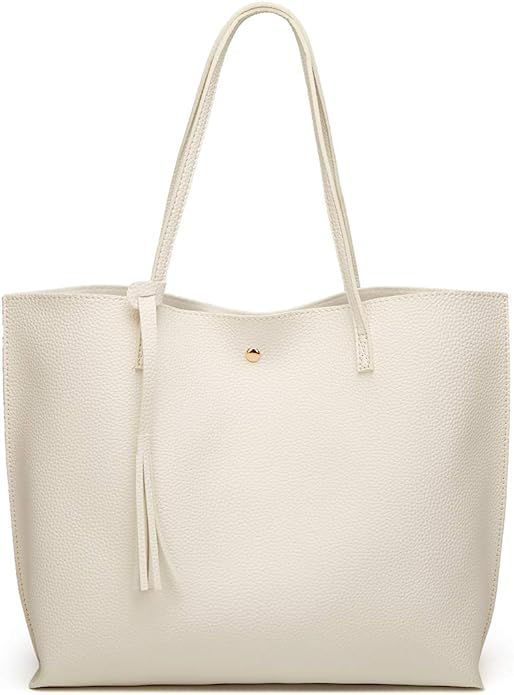 Women's Soft Faux Leather Tote Shoulder Bag from Dreubea, Big Capacity Tassel Handbag | Amazon (US)