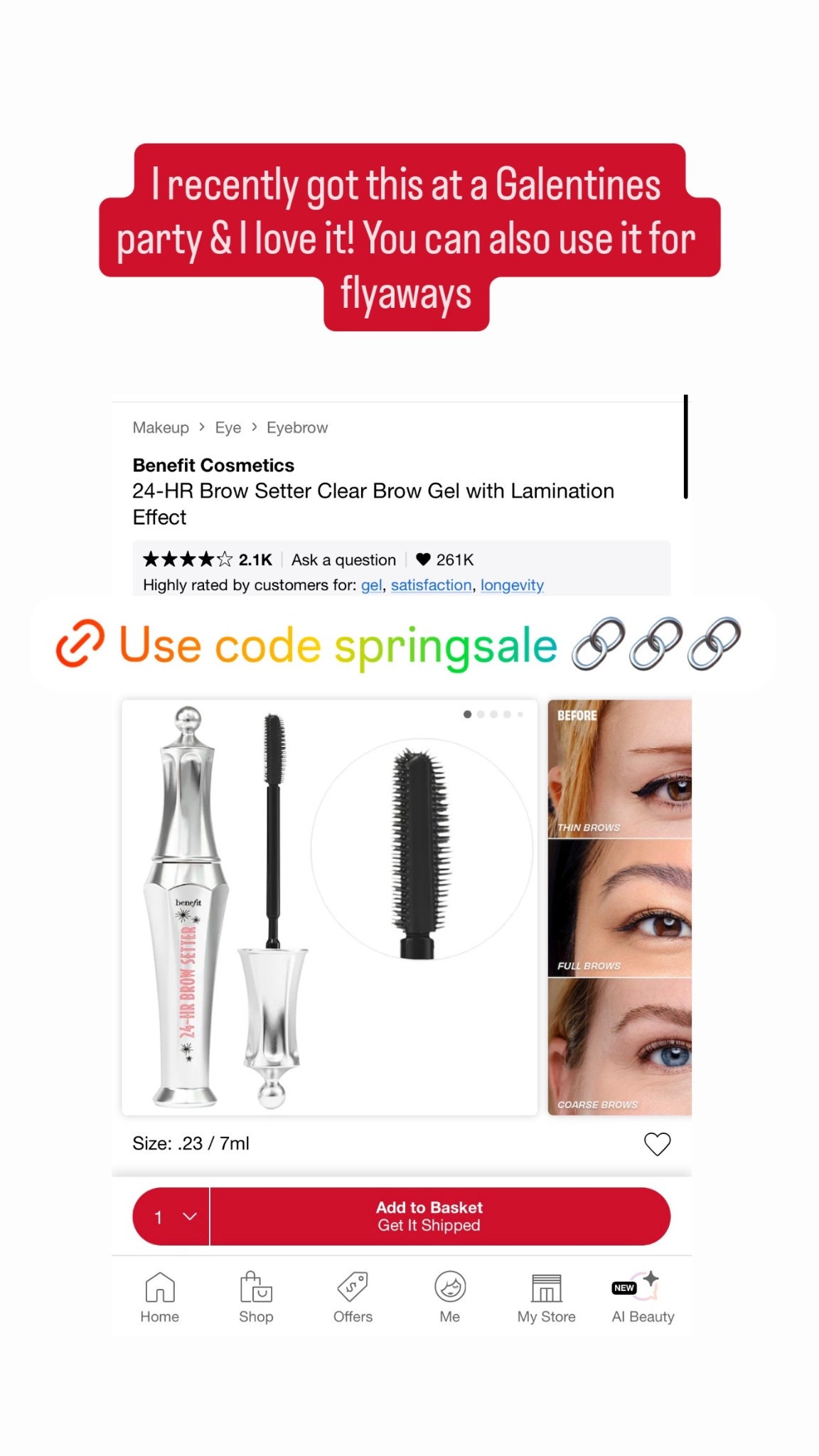 Sephora sale benefit cosmetics  brow gel wand￼

#LTKBeauty