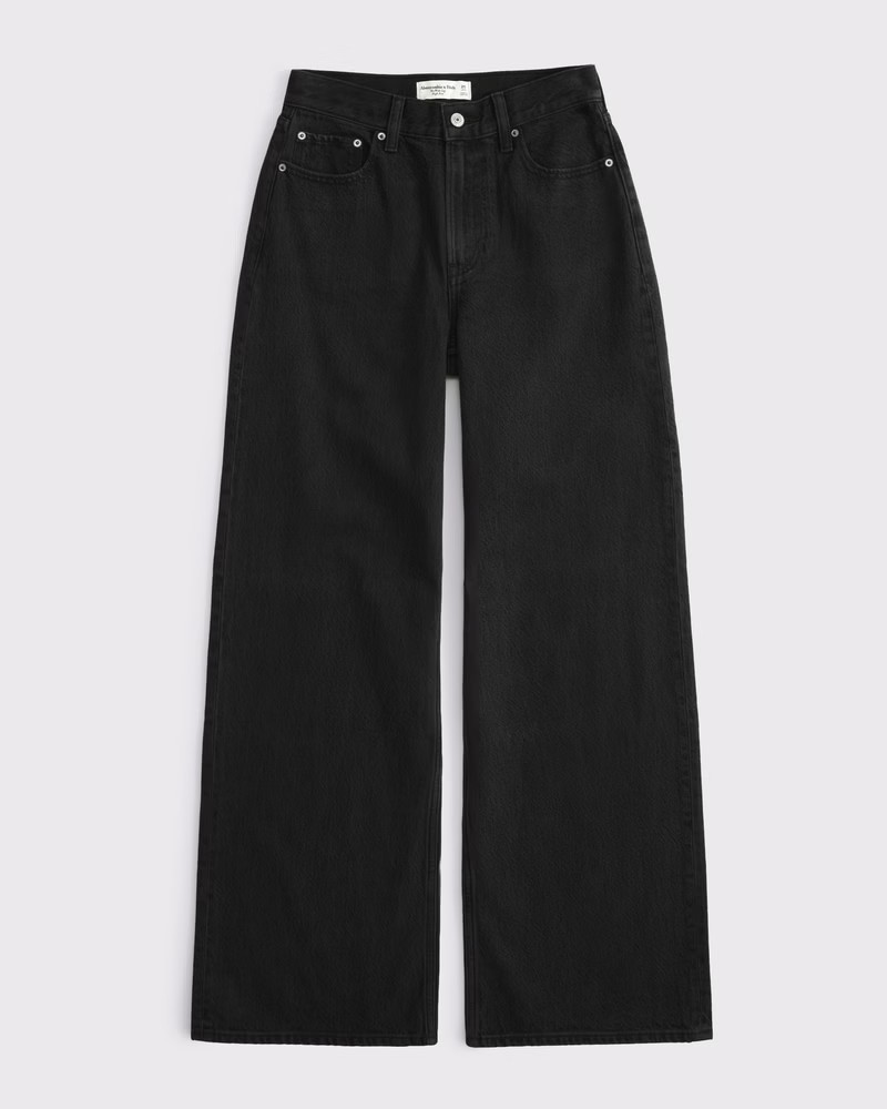 Abercrombie & Fitch Women's Curve Love High Rise Wide Leg Jean in Black - Size 38 REG | Abercrombie & Fitch (US)