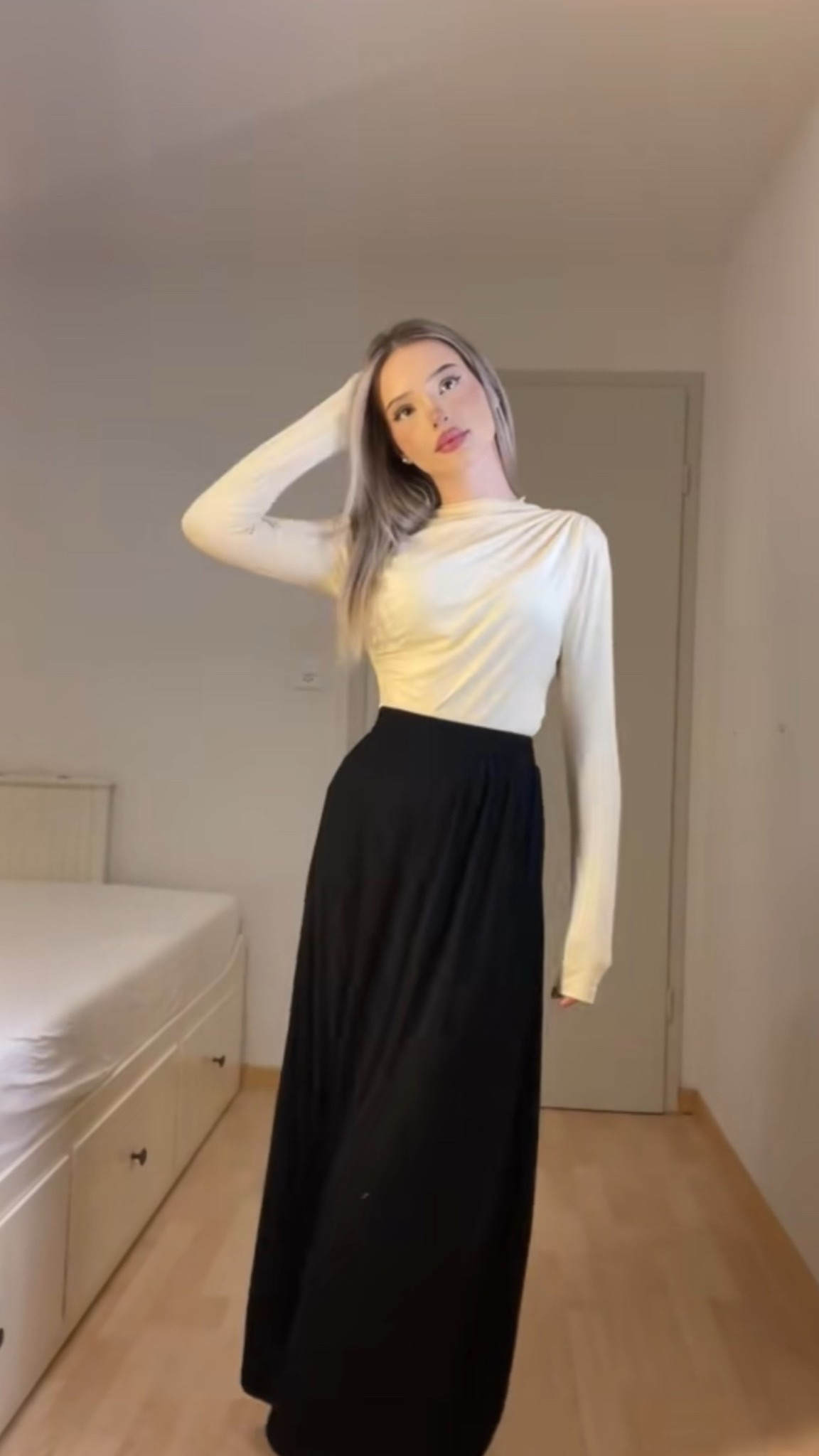 Black & White Modest Outfit

black and white outfit, modest outfit, modest fashion, modest skirt outfit, black maxi skirt, white long sleeve top, maxi skirt outfit, elegant modest outfit, classy outfit, feminine outfit, monochrome outfit, modest feminine style, timeless outfit, minimalist outfit, chic outfit, everyday modest outfit, elegant fashion, outfit inspiration