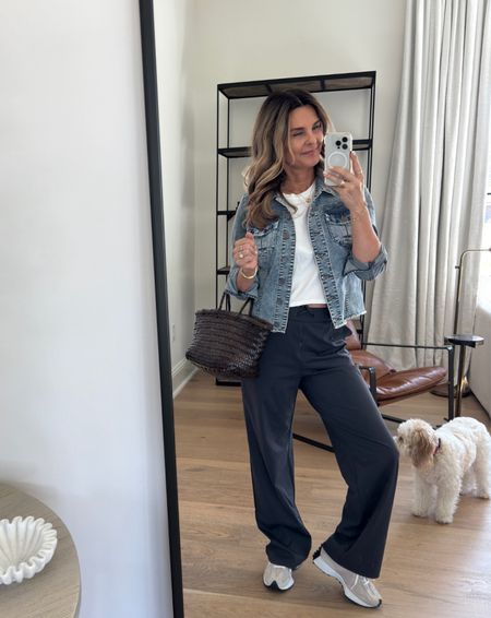 -my Jean jacket is back in stock and on Prime! Wearing XS
-Amazon cropped Tee sz S
-Amazon pants sz XS, wearing ink gray. 
Other colors and alternative pants linked. 

Everyday outfit, travel outfit 

#LTKover40 #LTKtravel #LTKstyletip