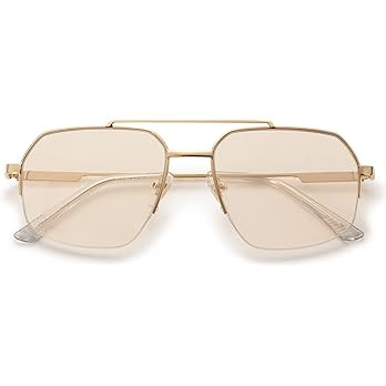 SOJOS Trendy Aviator Sunglasses Mens Womens Retro Double Bridge Metal Frame Semi-Rimless Shades S... | Amazon (US)