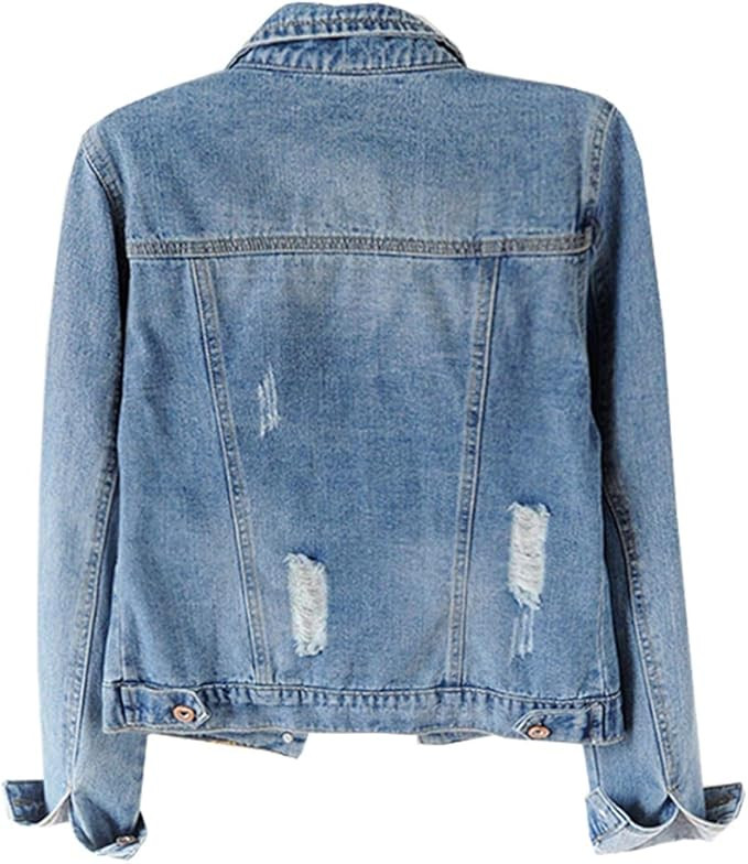 Kedera Womens Denim Jackets Distressed Ripped Long Sleeve Jean Jacket Coats | Amazon (US)