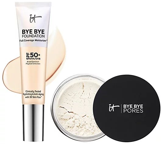 IT Cosmetics Bye Bye FoundationSPF50 & Bye Bye Pores Loose Powder - QVC.com | QVC