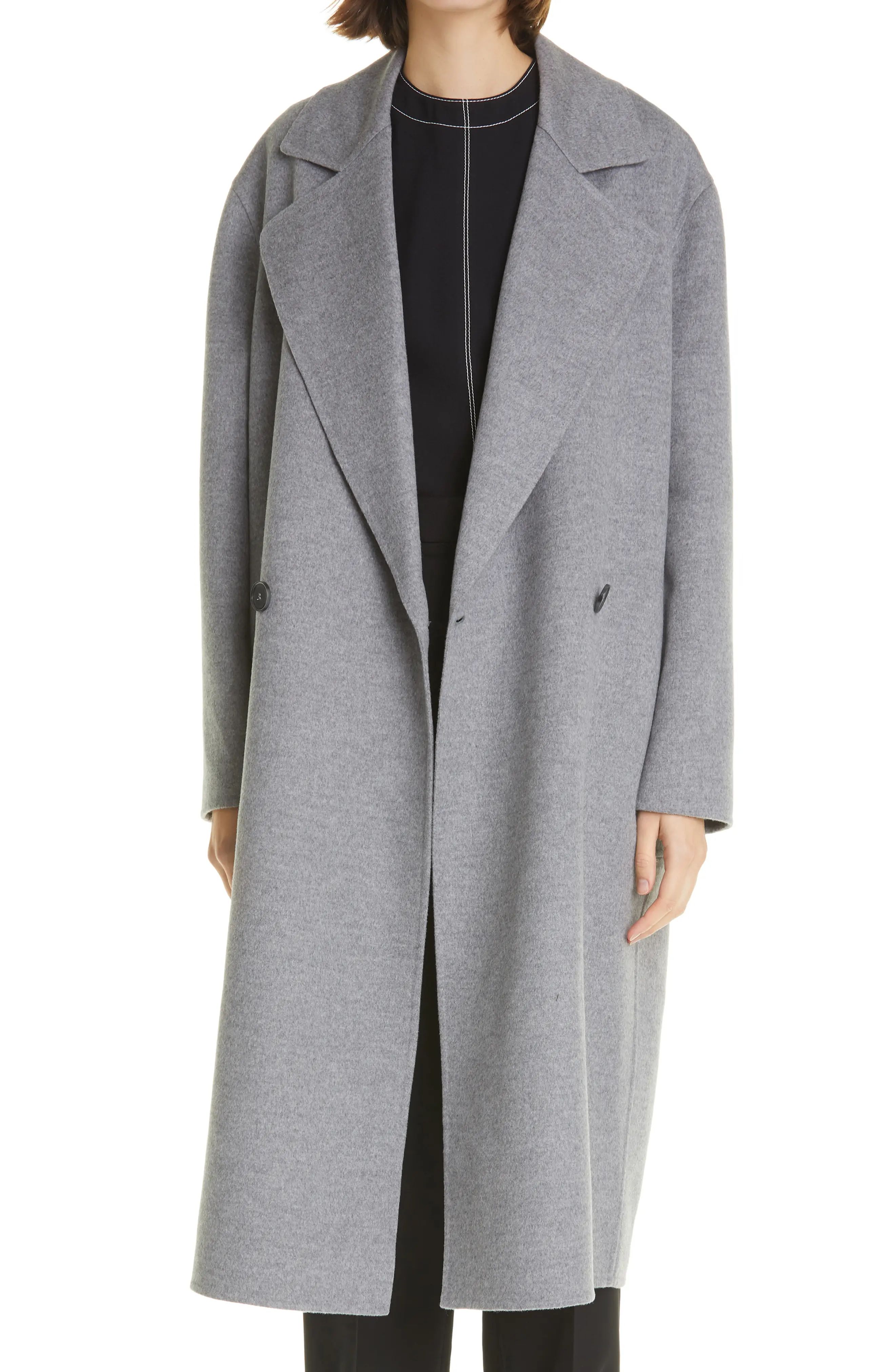 Stella McCartney Erika Double Breasted Wool Coat, Size 6 Us in Light Grey Melange at Nordstrom | Nordstrom