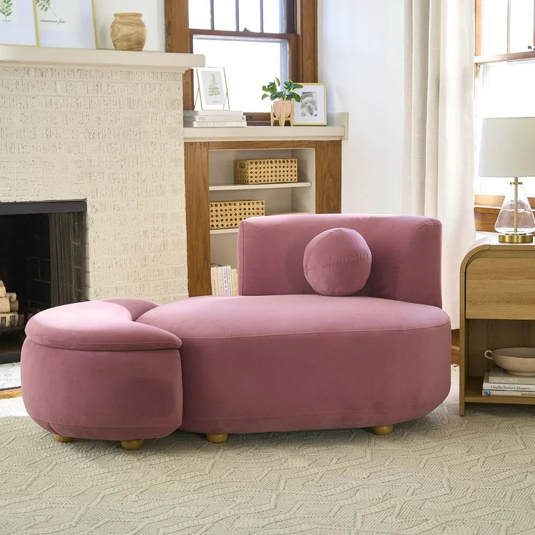Better Homes & Gardens Juliet Modern Velvet Chaise & Storage Ottoman, Rose | Walmart (US)