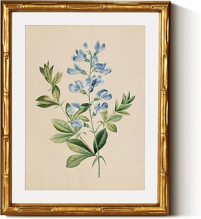 InSimSea Gold Bamboo Framed Canvas Wall Art, Vintage Rosa Chiba Flower Botanical Prints, Farmhous... | Amazon (US)