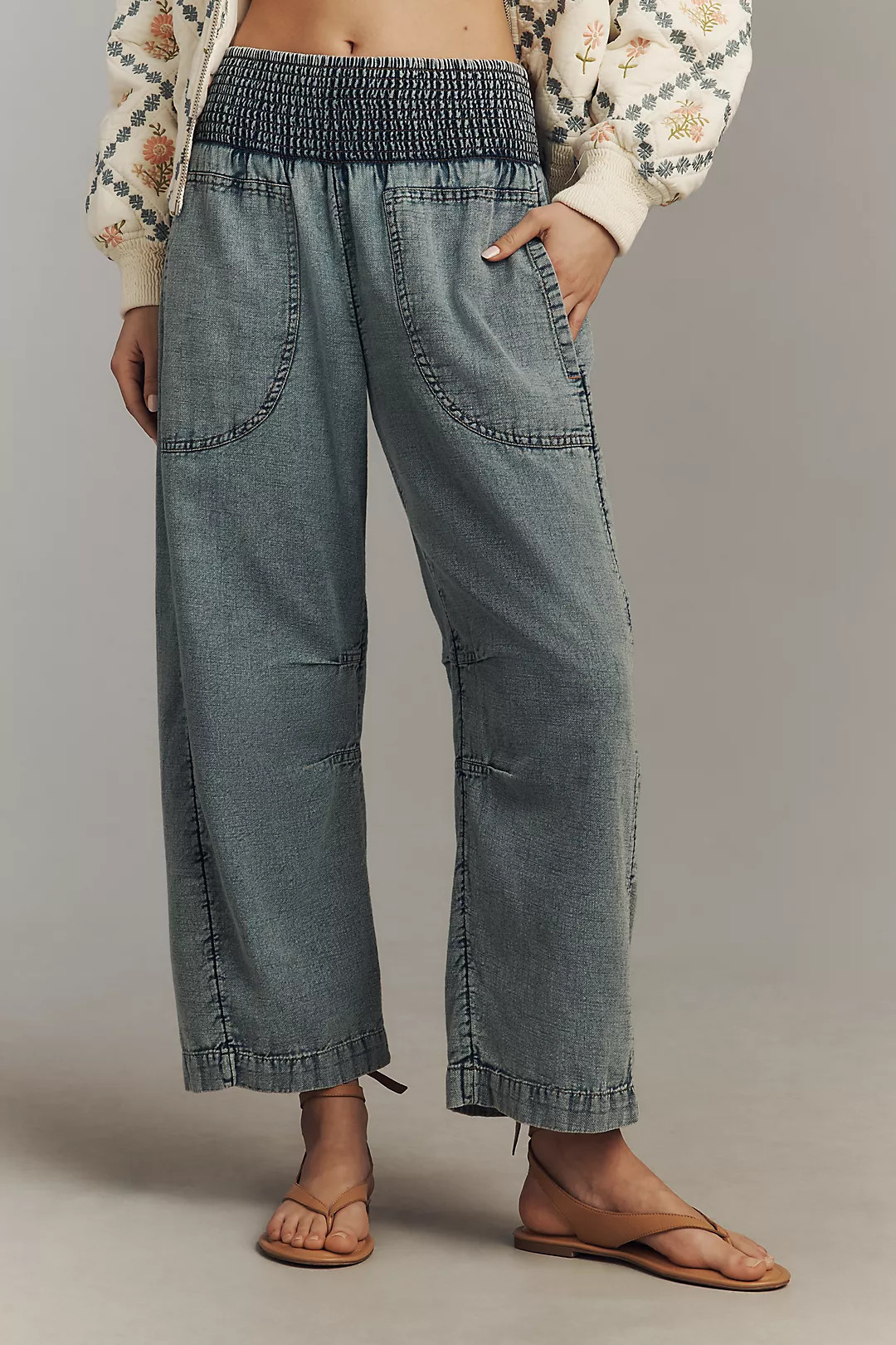 Reese 100% Cotton Barrel Leg Pull On Pants | Anthropologie (US)
