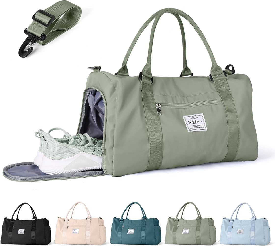 Small Gym Bag for Women Men, Travel Duffle Bag, Cute Sport Gym Duffle Bag with Shoe Compartment, ... | Amazon (US)