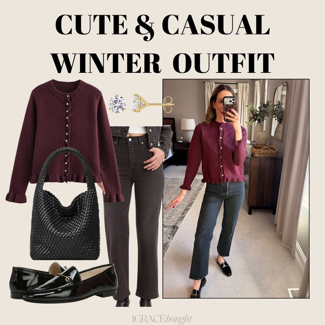 Cute and casual winter outfit inspo! Love the ruffle detail on the sweater! 

#LTKootd
