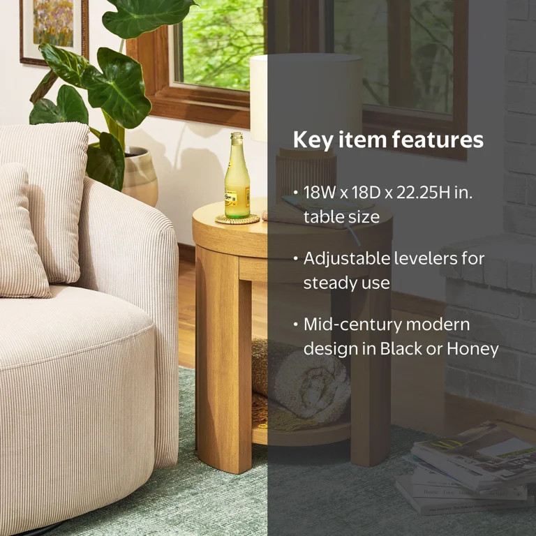 Beautiful Drew Side Table, Warm Honey finish | Walmart (US)