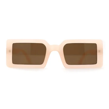 Womens Mod Minimal Rectangle Plastic Sunglasses Peach Brown | Walmart (US)