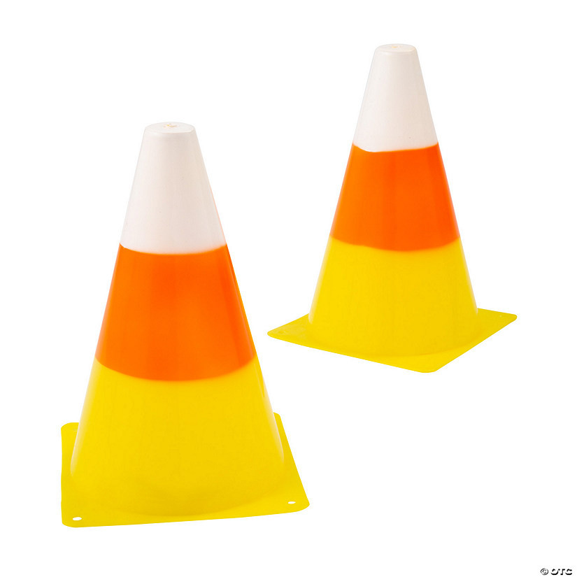 5 1/4" x 8" Candy Corn Multicolor Plastic Traffic Cones - 12 Pc. | Oriental Trading Company