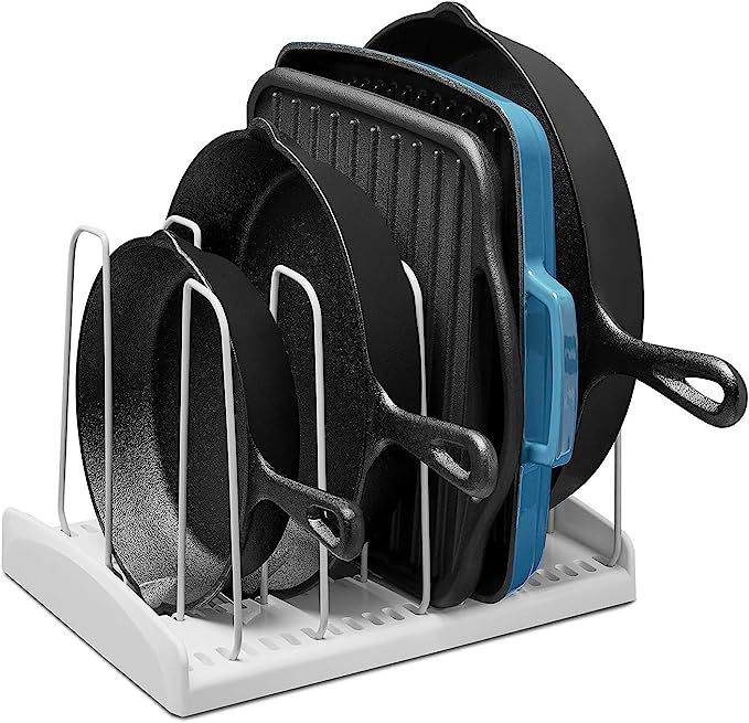 YouCopia StoreMore Cookware Rack Adjustable Pan Organizer, White | Amazon (US)