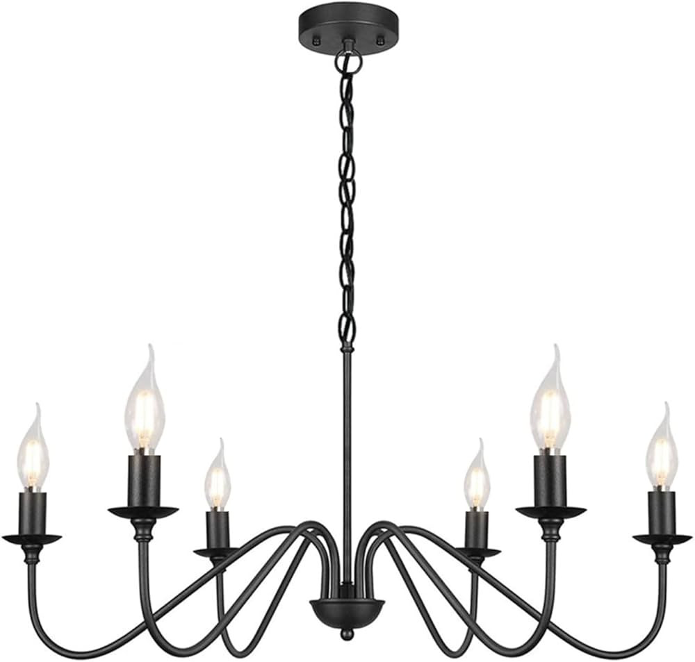 cadelon Black Chandelier, Farmhouse Rustic 6 Light Chandeliers Lighting Industrial Vintage Candle... | Amazon (US)
