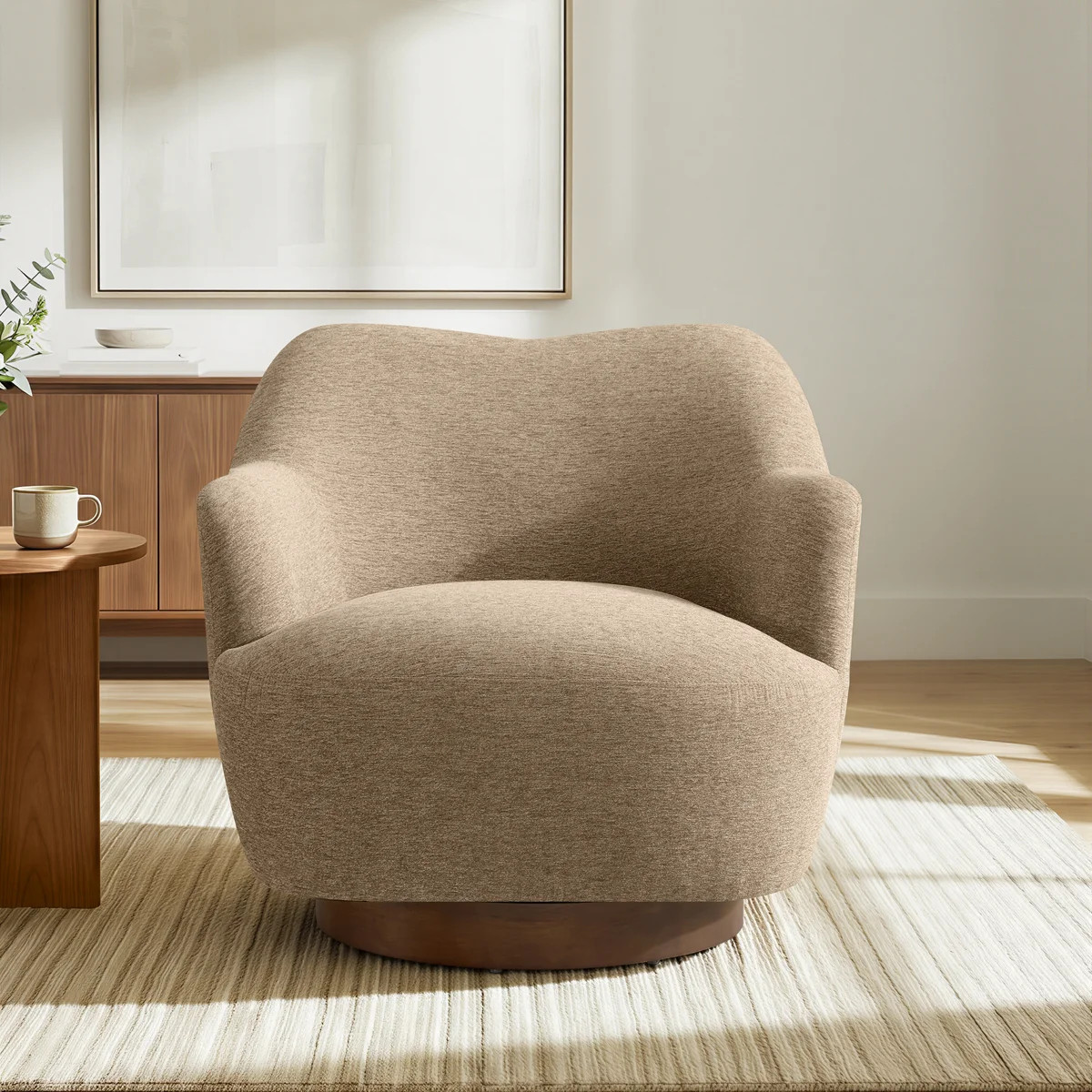 30.7"Swivel Accent Chair with 360° Rotation and Camel Back Design | Wayfair North America