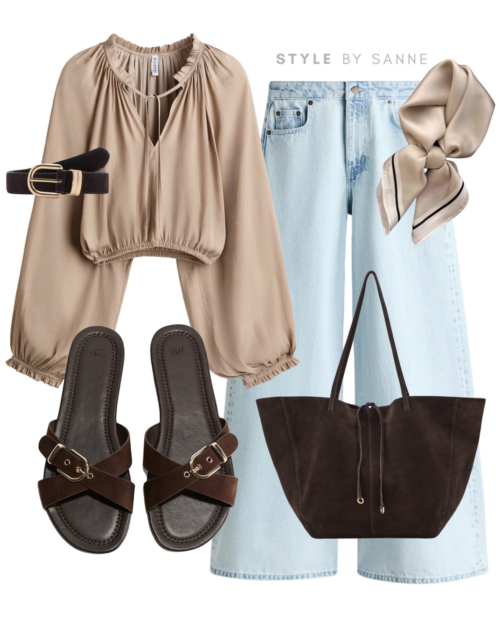 A soft beige blouse paired with light denim creates a fresh, airy base. Styled with rich brown sandals, a matching tote and subtle accessories for a relaxed, warm-toned everyday look.🖤

#LTKsummer #LTKstyletip #LTKworkwear