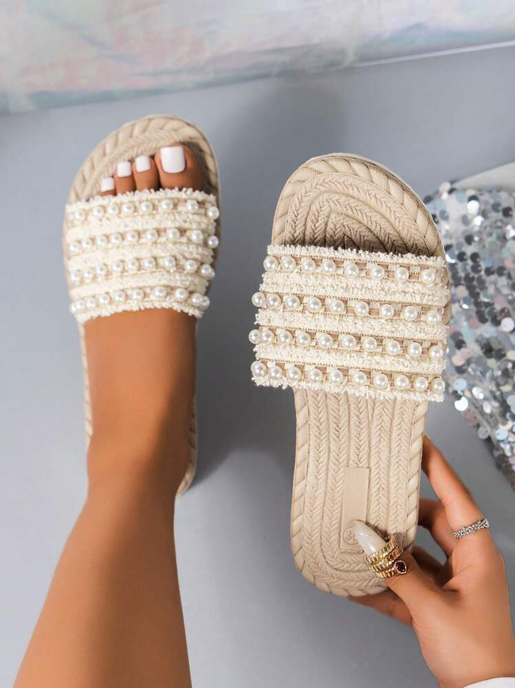 Stylish Vintage Pearl Women's Sandals, Perfect For Outdoor & Casual Occasions Valentines | SHEIN